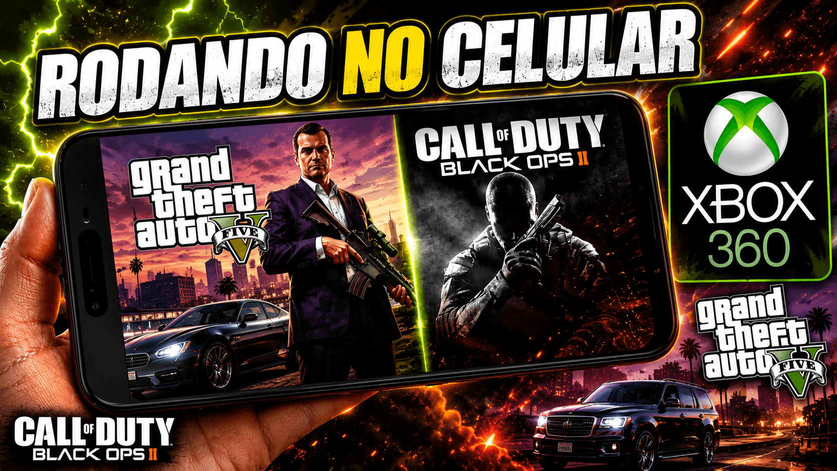 GTA 5 E BLACK OPS 2 XBOX 360 ANDROID