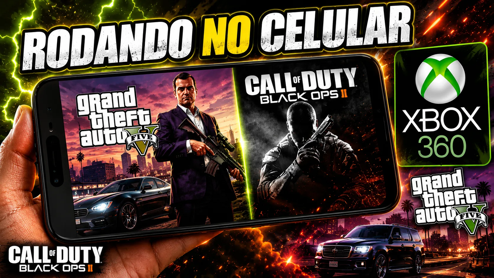 GTA 5 E BLACK OPS 2 XBOX 360 ANDROID