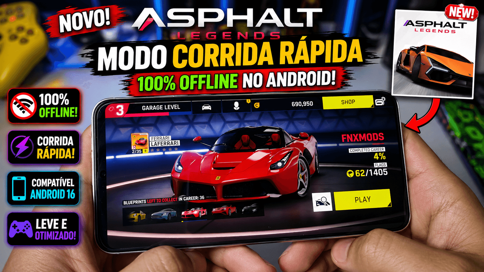 NOVO ASPHALT LEGENDS! Corrida Rápida 100% Offline no Android!