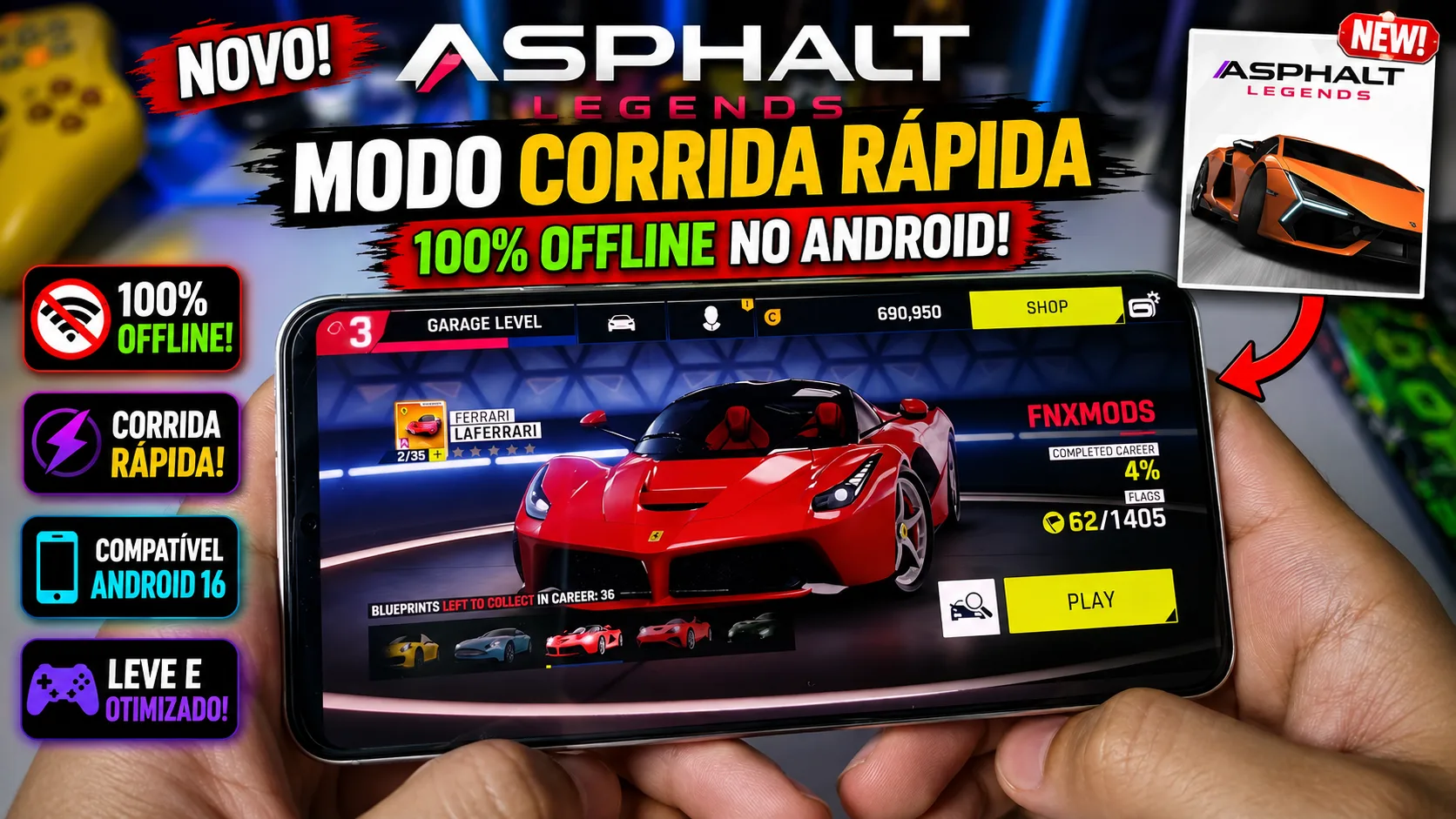 NOVO ASPHALT LEGENDS! Corrida Rápida 100% Offline no Android!